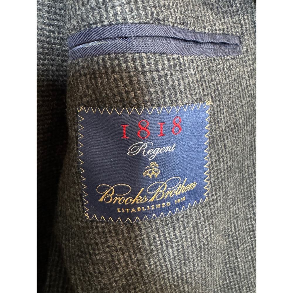 Brooks Brothers 1818 Regent Blazer 42R Grey Wool Cashmere Micro Check Sport Coat - Picture 3 of 8